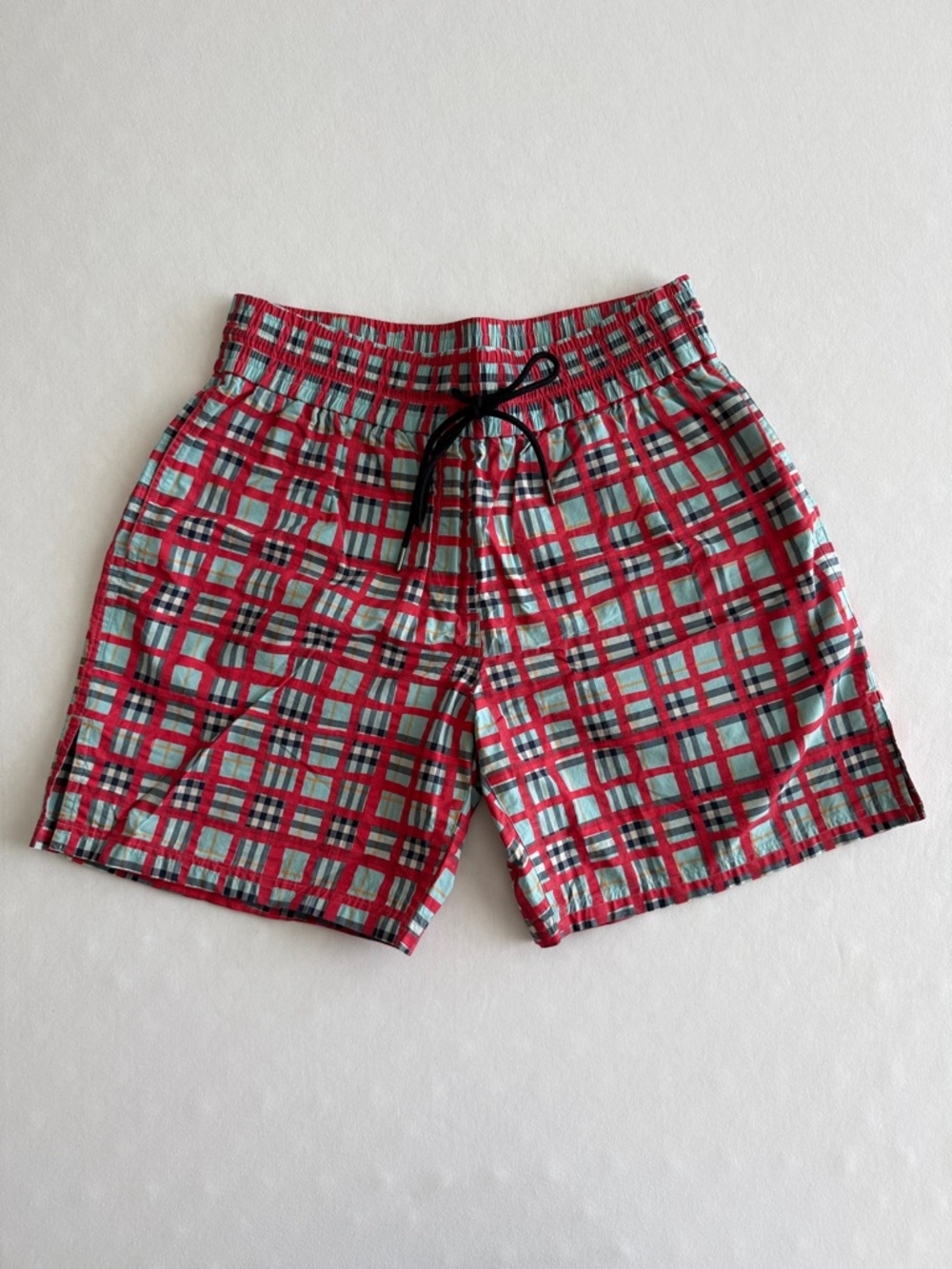Burberry Red and Light Blue Plaid Women's Shorts